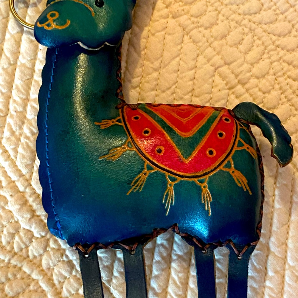 Leather llama wristlet